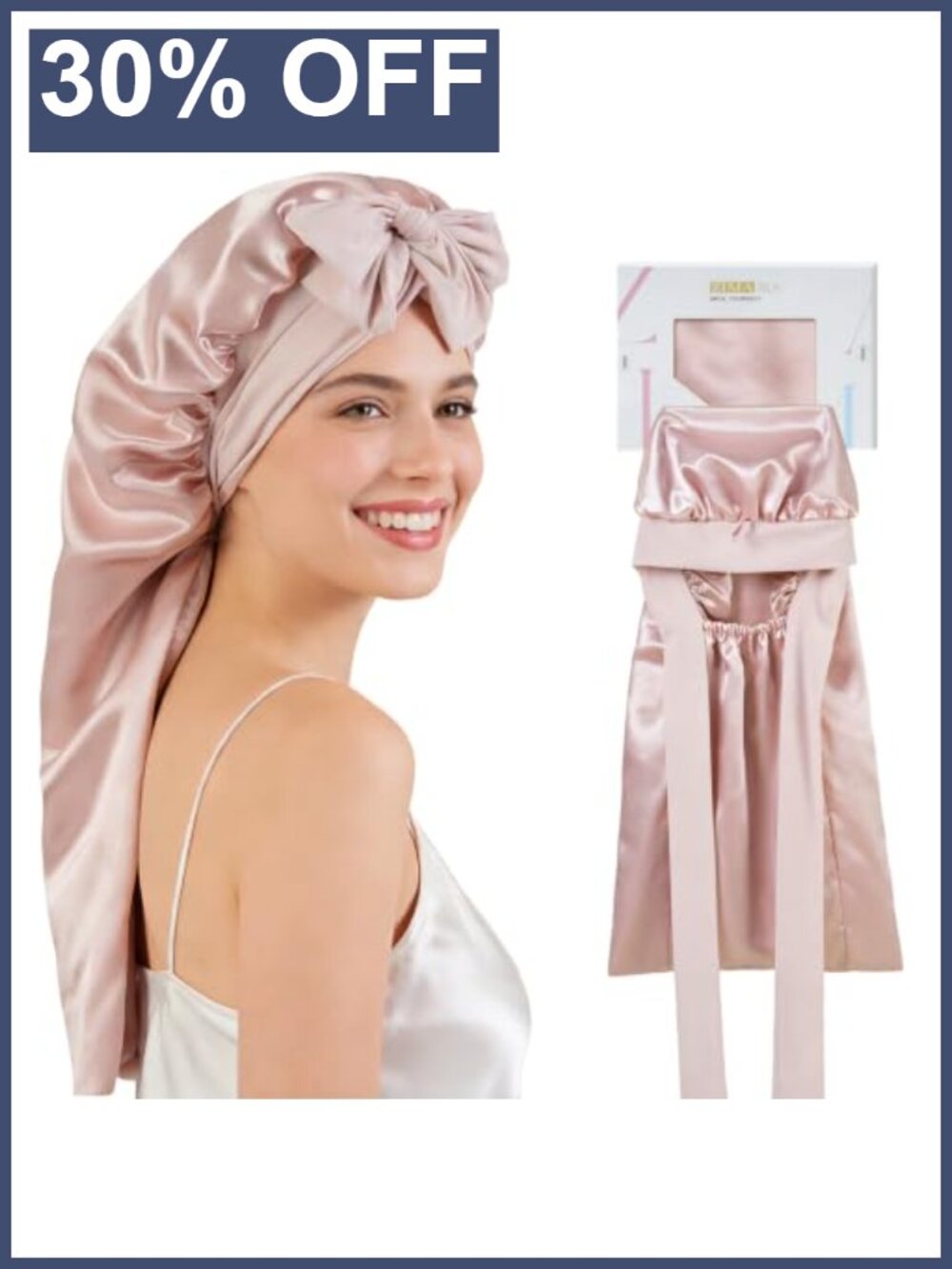 100% Mulberry Silk Bonnet for Sleeping Long Hair Adjustable Sleep Cap